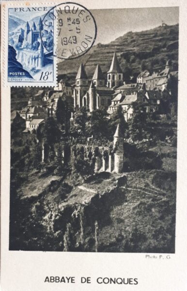 Maxikaarten - Kloosters. Abdij van Conques in Frankrijk.