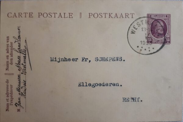 Briefkaart Westmalle 1923.